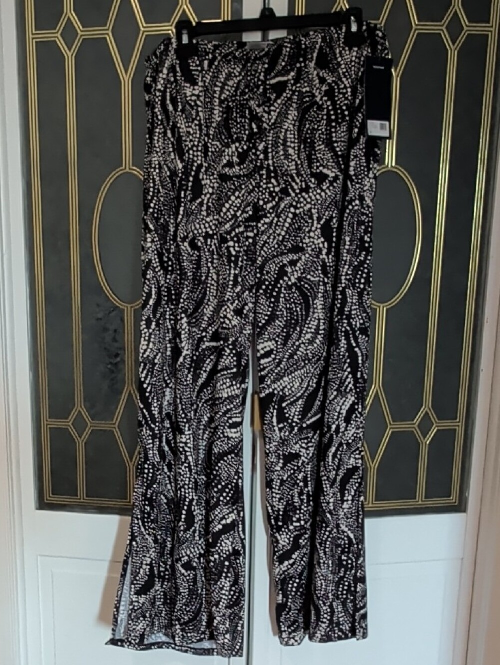 Lands' End Navy & White Printed Wide-Leg Beach/ Summer Resort Pants